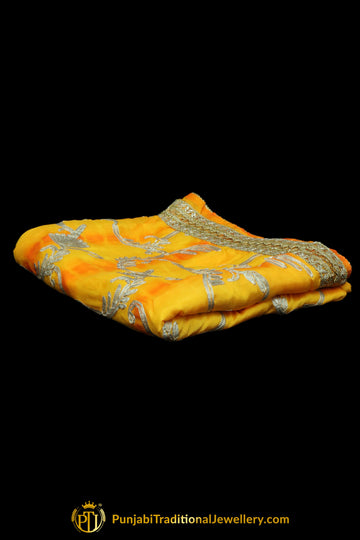 Yellow & Golden Color Pure Phulkari Dupatta By Punjabi Traditional Jewellery